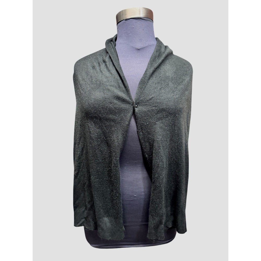 Simply Noelle Black Sequin Open Front Cardigan Shawl Wrap One Size Button Arm